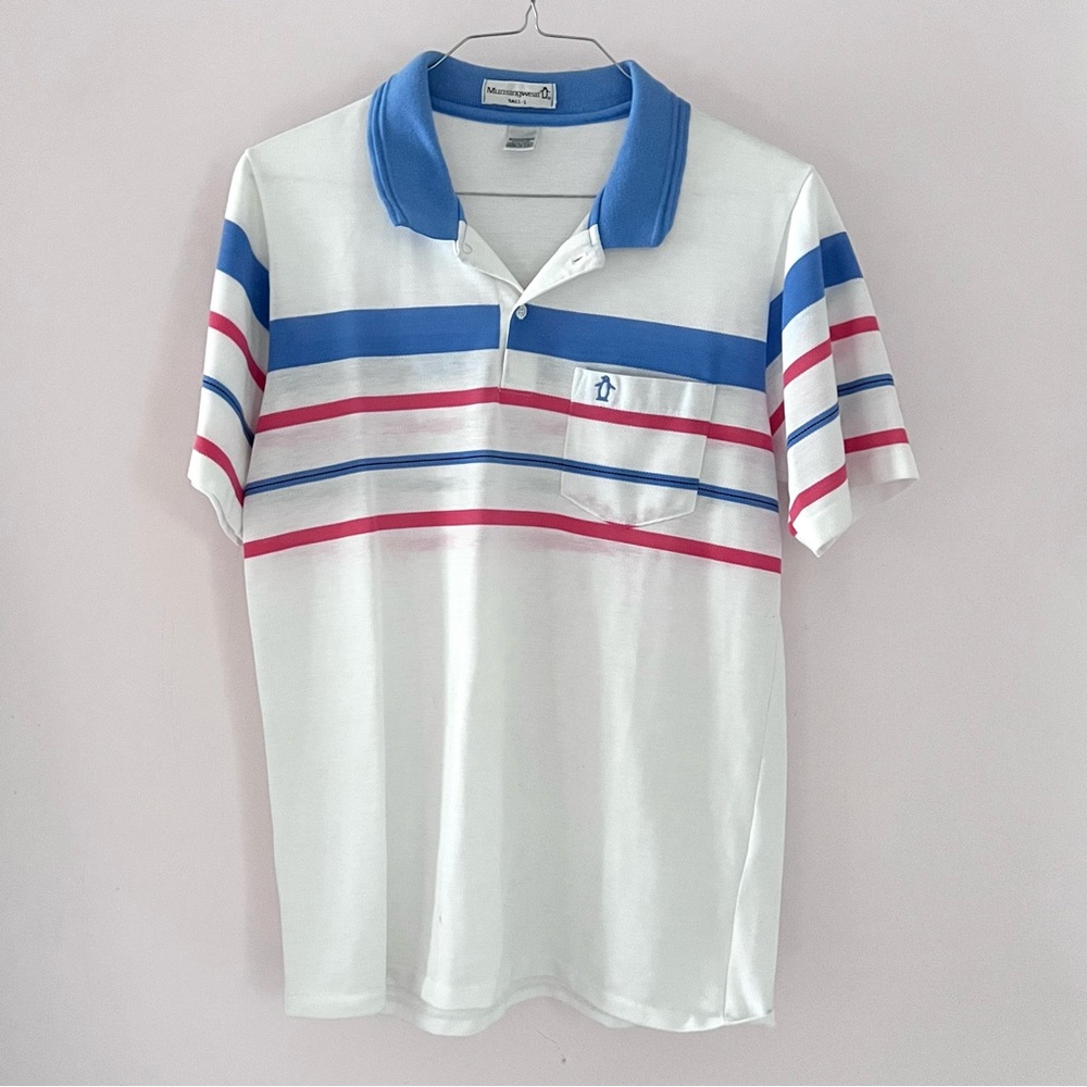 Vintage 90’s Penguin logo striped polo L